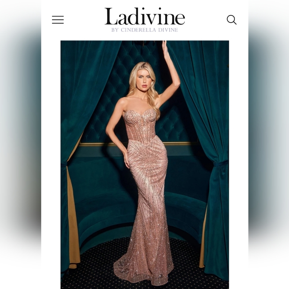 Ladivine Strapless Sequin Dress in Rose Gold